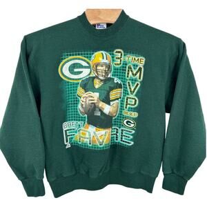 Vintage 1997 mens M Green Bay Packers 3-Time MVP Brett Favre Crewneck Sweatshirt